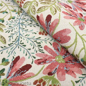 【送料無料】143cm幅 90cm単位 ジャカード生地 生地 布 布地 色織り生地 やや厚手 混紡 花柄 ピンク 楽天海外通販