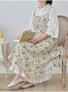 【送料無料】大きいサイズ 撥水 北欧 保育士 可愛い ロング丈 花柄 先生 幼稚園 おしゃれ レディース ウエスト細く見える 大人可愛い