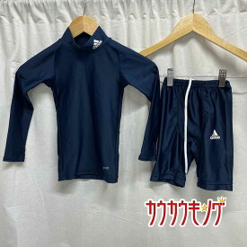 【中古】[上下セット] アディダス ハイネックインナーシャツ&スパッツ 120 キッズ ADIDAS サッカー