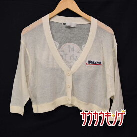 【中古】スライ ニット 長袖 カーディガン ストレッチ 薄手 ショート丈 F ホワイト レディース SLY トップス