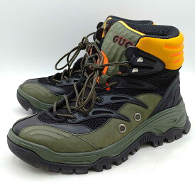 【中古】グッチ メッシュ パネル レースアップ ブーツ 27cm メンズ GUCCI ハイキングシューズ