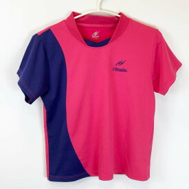 【中古】ニッタク 卓球 ゲームシャツ 半袖 JTTA L ピンク×ネイビー レディース Nittaku
