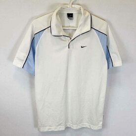 【中古】ナイキ 半袖 ゲームシャツ トップス ドライフィット M ホワイト ライトブルー メンズ NIKE ポロシャツ テニスウェア
