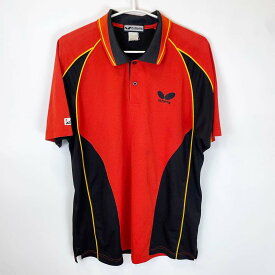 【中古】バタフライ ゲームシャツ 半袖 JTTA 卓球 XO レッド ブラック Butterfly