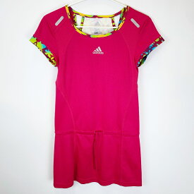 【中古】アディダス ワンピース 半袖 M ピンク レディース ADIDAS テニスウェア