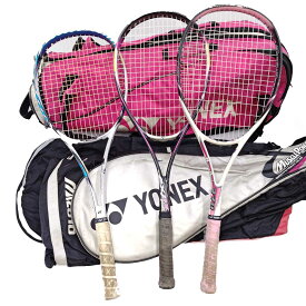 【中古】[3本セット/ラケットバッグ付] ヨネックス NX50S ネクステージ50S / マッスルパワー370 / ミズノEXPZ-T30 軟式テニスラケット ソフトテニス