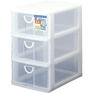 サンコープラスチック エルピスA4 深型3段 白 3個入