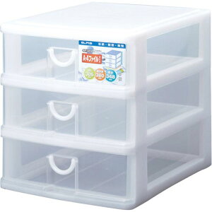 サンコープラスチック エルピスA4F 浅型3段 白 3個入