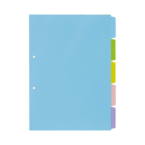 カウネット ＰＰ製カラー仕切カード　Ａ４縦２穴　５山　１０組