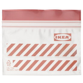イケア イースタード 25枚入りプラスチック袋 フリーザーバッグ ジッパー 袋 (袋STRB25) ストライプ レッド ブラウン 箱無し バラ売り 透明袋 保存袋 IKEA ISTAD 小分け キッチン 洗面 食品 お菓子 ギフト