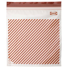 イケア イースタード 25枚入りプラスチック袋 フリーザーバッグ ジッパー 袋 (袋bigSTRB) ストライプ レッド ブラウン 箱無し バラ売り 透明袋 保存袋 IKEA ISTAD 小分け キッチン 洗面 食品 お菓子 ギフト