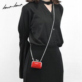 ［Newリリース］【kawa-kawa公式】 ポシェット マルチケース レディース 本革 上質 がま口 チェーンバッグ エアポッズケース シンプル コンパクト 黒 赤 エナメル 日本製 ブランド 即日発送 無料ラッピング受付中 カワカワ kawakawa enamel