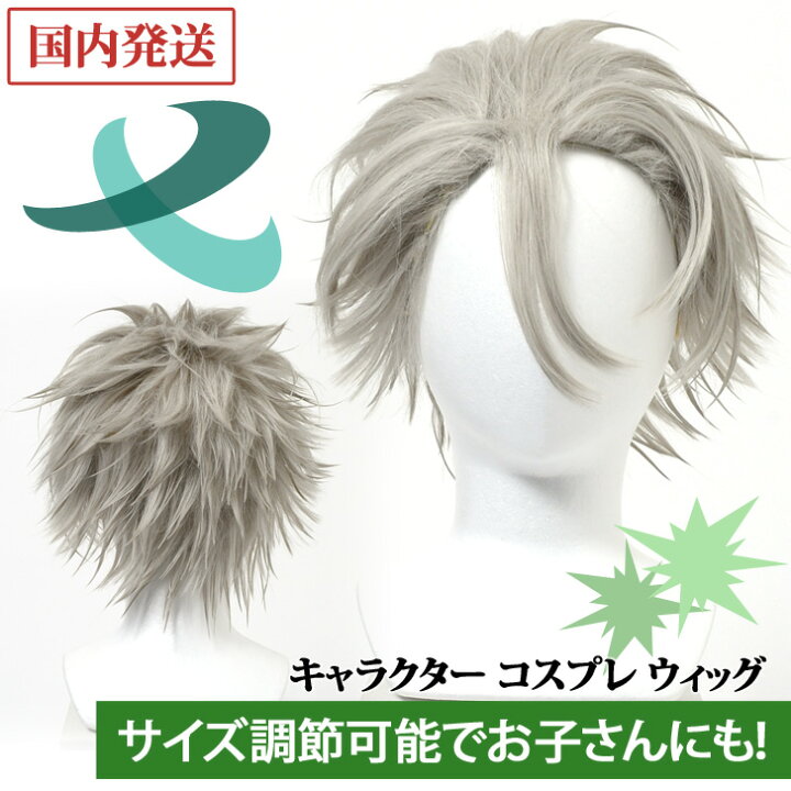 楽天市場 送料無料 キャラクター コスプレ ウィッグ シルバー 風 柱 鬼 かつら ショート 仮装 衣装 変装 コスチューム カットウィッグ 練習用ウィッグ 美容師 アニメ 漫画 マンガ 映画 なりきり 人気 アジャスター キッズ 大人 銀髪 かっこいい メール便 Joknet楽天市場店