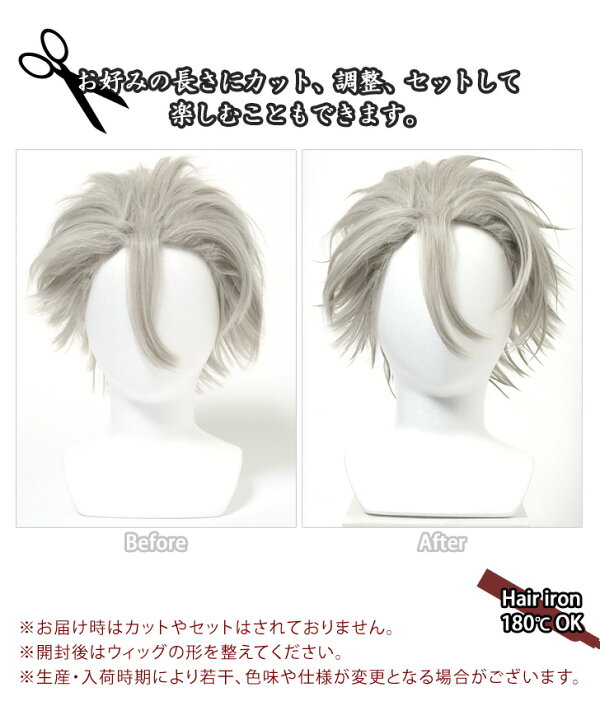 楽天市場 送料無料 キャラクター コスプレ ウィッグ シルバー 風 柱 鬼 かつら ショート 仮装 衣装 変装 コスチューム カットウィッグ 練習用ウィッグ 美容師 アニメ 漫画 マンガ 映画 なりきり 人気 アジャスター キッズ 大人 銀髪 かっこいい メール便 Joknet楽天市場店