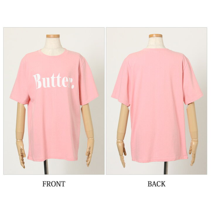 楽天市場 Butterプリントコットンワイドtシャツ レディース トップス 半袖 5分袖 ゆったり ロゴ 大きめ カジュアル おしゃれ K Pop 韓国 バター ストリート 可愛い アイドル 綿100 ロゴt 無地 配色 Joknet楽天市場店