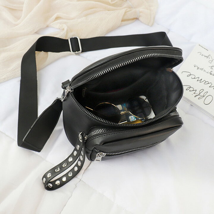 楽天市場 送料無料 2way Puレザー ウエストバッグ レディース ボディバッグ ショルダーバッグ ウエストポーチ ミニ カバン 肩掛け 斜めがけ 小さめ 軽量 フェイクレザー スタッズ おしゃれ かわいい 韓国 シンプル 無地 メール便 Joknet楽天市場店