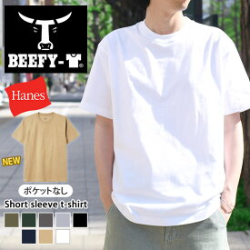 ＼本日店内SALE／ POINT 送料無料 Hanes ヘインズ Tシャツ ビーフィー BEEFY-T 半袖Tシャツ タグレス 半袖 メンズ レディース ユニセックス インナー 無地 シンプル トップス コットン BEEFY H5180 肉厚 厚手 綿100% コットン 黒 白 ブランド メール便