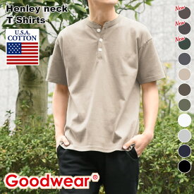 ＼本日店内EVENT／ 送料無料 Goodwear グッドウェア ヘンリーネックTシャツ 7.6oz 7.6オンス tシャツ メンズ トップス カットソー 半袖 インナー 無地 男性 アメカジ カジュアル USAコットン 綿100％ 厚手 肉厚 2W7-2522 ブランド ギフト メール便
