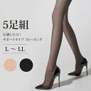 送料無料 L〜LL★伝線しにくいサポートタイプストッキング【5足組】 レディース 靴下 まとめ買い パンスト 大きいサイズ 着圧 黒 ベージュ 肌色 つま先補強 マチ付き 抗菌 防臭 静電気防止 冠婚葬祭 喪服 結婚式 メール便