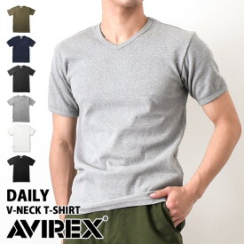 送料無料 AVIREX Tシャツ アビレックス デイリー Tシャツ メンズ 半袖 Vネック avirex アヴィレックス 6143501 617351 7834934008 7835934005 インナー ブランド 厚手 カットソー シンプル 無地 かっこいい クーポン対象外 メール便
