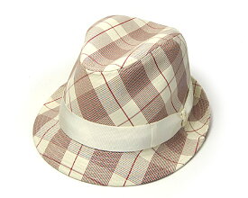 帽子 イタリア製”Borsalino(ボルサリーノ)” チェック中折れ帽 ハット メンズ 春夏 [大きいサイズの帽子アリ]【コンビニ受取対応商品】