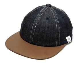 帽子 ”THE FACTORY MADE(ザファクトリーメイド)” 革つばデニムキャップ 14oz Cap メンズ 春夏 オールシーズン 日本製 [大きいサイズの帽子アリ]