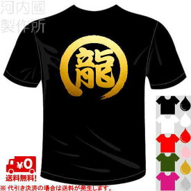 河内國製作所 「龍Tシャツ」 全5色。プロ野球応援ウェア、中日ドラゴンズ、一文字バックプリント漢字おもしろTシャツ 文字T-shirt おもしろてぃーしゃつ 半袖ドライTシャツ メール便は送料無料