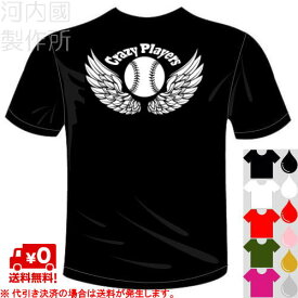 クレイジープレイヤーズ 野球 Tシャツ 全6色 ベースボール おもしろTシャツ ドライ 半袖 メール便は送料無料 河内國製作所 [ 文字 てぃーしゃつ tシャツ スポーツウェア 練習着 ウケ狙い 人気 ギャグ しゃれ ネタ ジョーク オリジナル ギフト プレゼント 男女兼用 ]