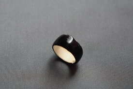生田流 爪輪 エナメル 黒 (送料込み）