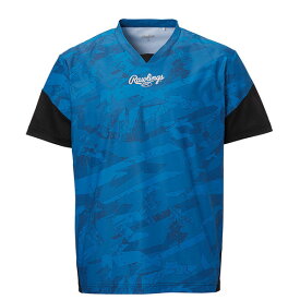 ローリングス 野球 ウェア ブラックレーベル ライトニングストーン ファイアー V Tシャツ 半袖 AST13S01 ブルー メール便送料無料