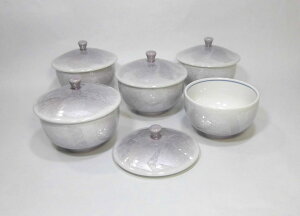 九谷焼  伊野正峰 蓋付汲出揃 銀彩紫 K7-762