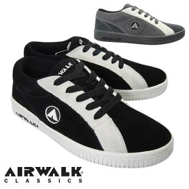 AIRWALK CLASSICS ONE AWC1003 エアウォーク メンズ スニーカー スケートシューズ スケシュー 本革 スエード レザー ローカット ブラック 90年代 復刻 ストリート カジュアル 人気 正規品 クラシックス グレー ブラック スケートボード スケボー