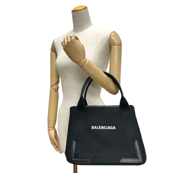 美品】バレンシアガ トートバッグ ネイビーカバス S キャンバス レザー  