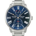 [中古] ユリスナルダン マリーン トルピユール 1183-310-7M/43 自動巻き ステンレススチール ブルー文字盤 裏スケルトン 42mm メーカーOH済