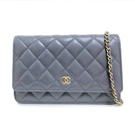 [未使用] シャネル キャビアスキン マトラッセ クラシック チェーンウォレットバッグ AP0250 財布 グレー レザー 斜め掛け CHANEL [中古]