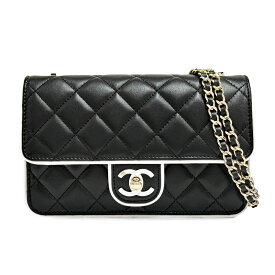 [中古] シャネル ラムスキン マトラッセ チェーンウォレット ショルダーバッグ 財布 AP4511-B19460-NAFJO ブラック&ホワイト 2025SS CHANEL