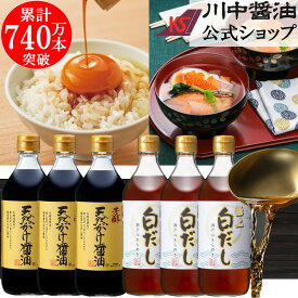 500ml×6本 調味料 ギフト 【T-TG3】 極上白だし・天然かけ醤油各3本セット 送料無料 だし醤油 白だし 川中醤油 醤油 500ml しょうゆ だししょうゆ 希釈 国産 芳醇天然かけ醤油 お吸い物 白醤油 鰹