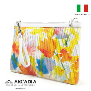 レディースバッグ イタリア製 牛革 3WAY クラッチショルダーバッグ ARCADIA アルカディア Art.319 GIALLO BIANCO イエロー・ホワイト