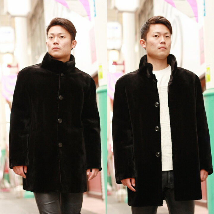 楽天市場】高級 毛皮コート メンズ シェアードミンク シルク  