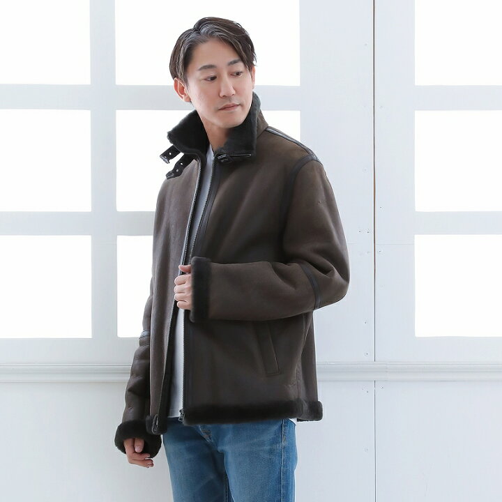 楽天市場】ムートンジャケット メンズ ムートンコート 本革 羊革 B-3 
