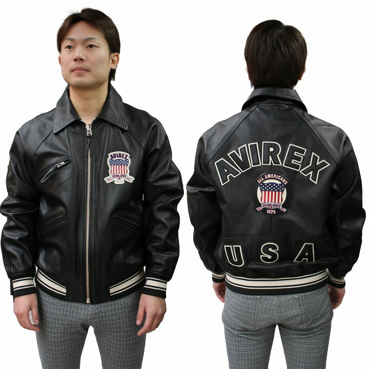 楽天市場】AVIREX 人気スタジャン レザーメンズ 本革ジャケット ヴァー 