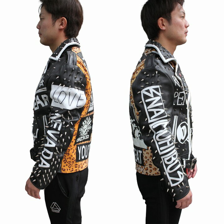 楽天市場】鋲ジャン メンズ スタッズ付き ロックスター レザー 