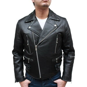 ライダースジャケット メンズ 本革 革ジャン 牛革 ダブル UKタイプ ヨーロピアンタイプ S/M/L/LL/3L ブラック 黒 3566-BLACK