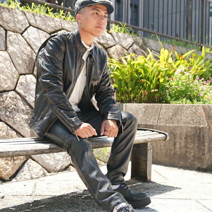 楽天市場】Mo-LAWS ダメージ シングルライダースジャケット メンズ 革 