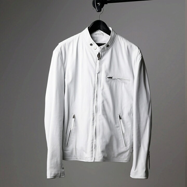 楽天市場】Mo-LAWS レザージャケット メンズ 本革 ホワイト 白  