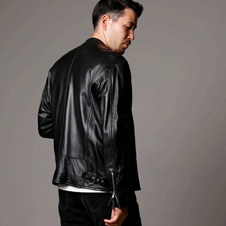 楽天市場 革ジャン メンズ 本革 シングルライダースジャケット レザージャケット 柔らかい 着やすい 革ジャン Mlrj1111 M L Ll 3l レザージャケット革ジャンの但馬屋