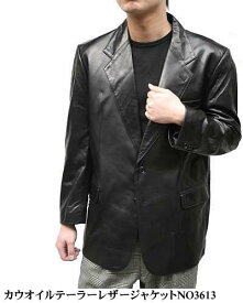 日本製 革ジャケット 皮ジャケット レザージャケット テーラージャケット 本革ジャケット メンズ 柔らかい テーラードジャケット 牛革 オイル加工 テーラーカラー 2つ釦 M/L ブラック 黒 3613