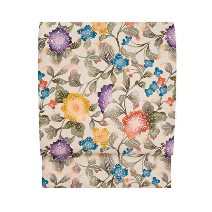 楽天市場】結城屋花唐草模様 型絵染結城紬 名古屋帯【未着用品 