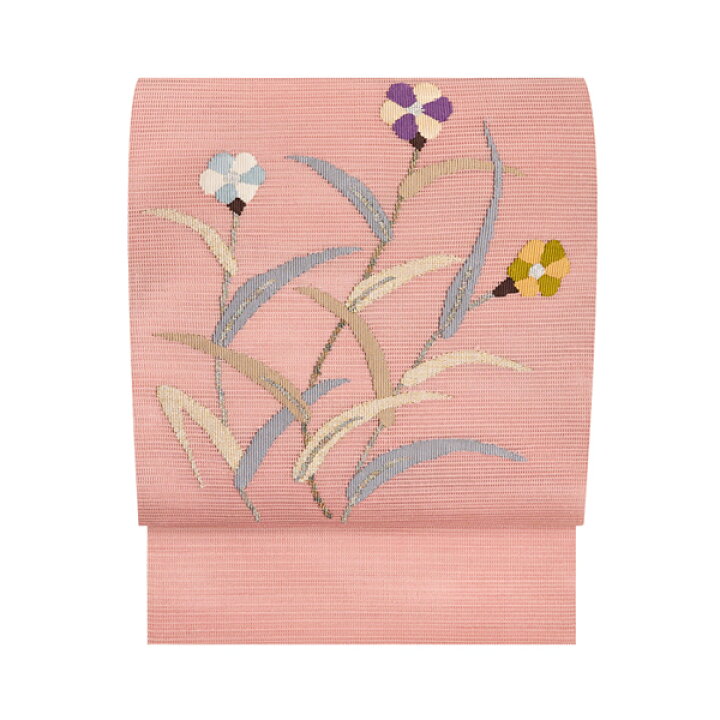 楽天市場】銀座越後屋扱お花の模様 すくい織夏八寸名古屋帯【中古 