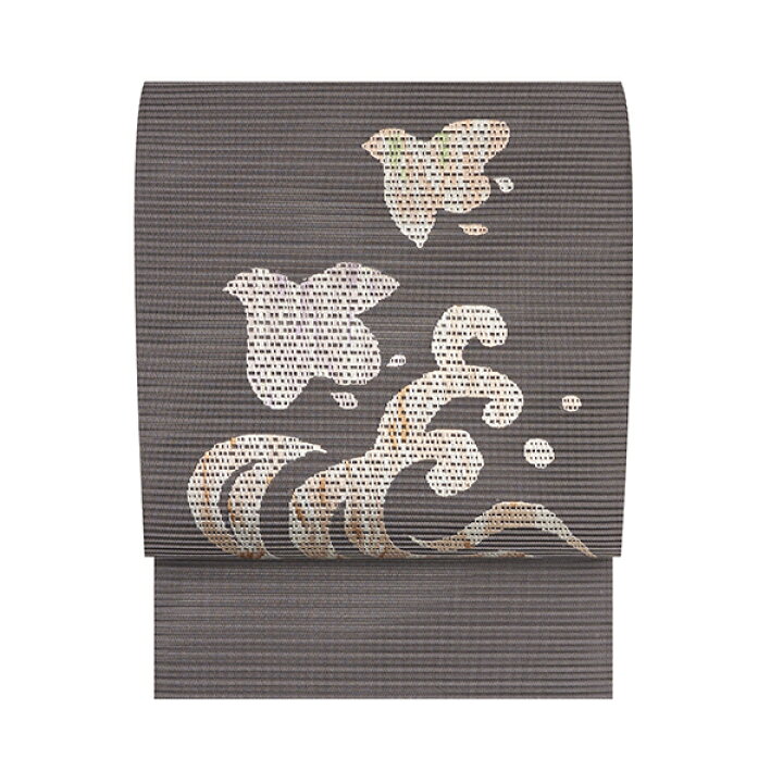 楽天市場】箸尾百亭工房波に千鳥の模様絽綴れに刺繍 八寸名古屋帯【未  